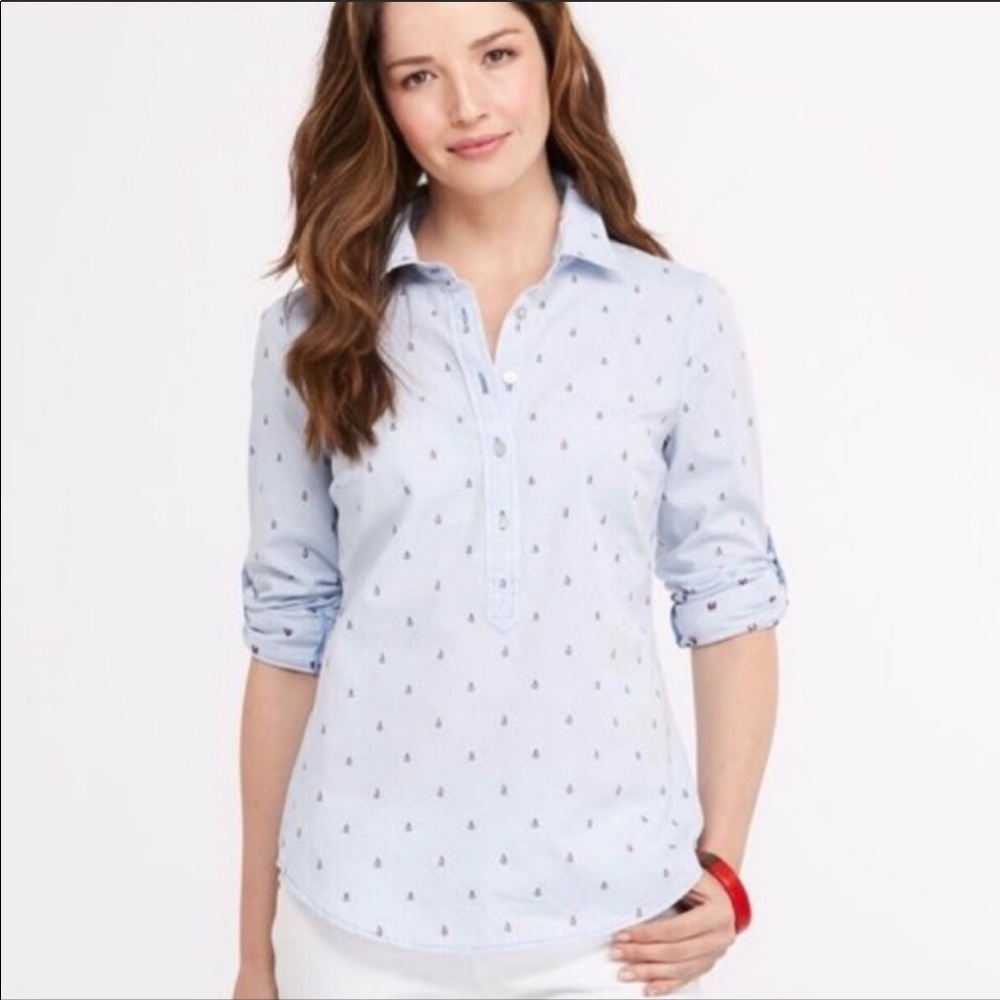 Vineyard Vines Striped Popover Blouse Blue Size 4